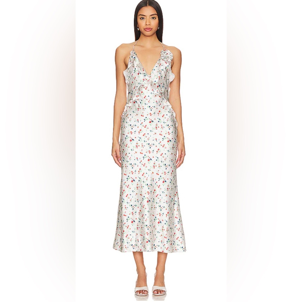 Olea Maxi Dress in Ivory Ditsy Floral